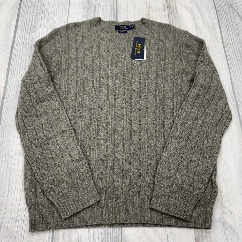 NWT POLO Ralph Lauren Cashmere Sweater XL Classic Cableknit Pullover Mens $498